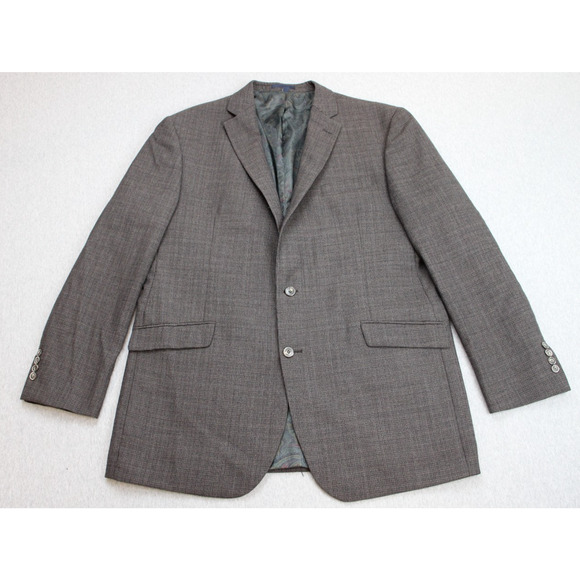 Jos A Bank 1905 Blazer Mens 44L Brown Microcheck 100% Wool Washington - Picture 2 of 11